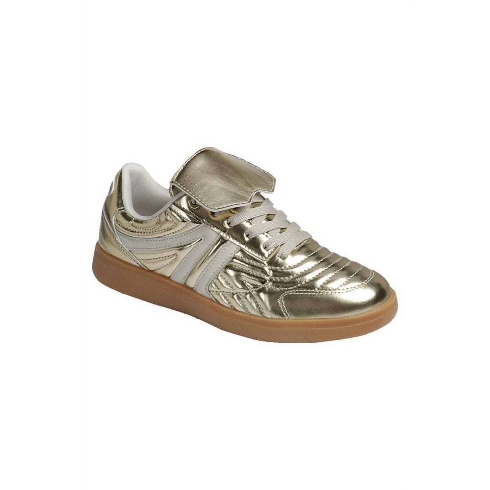 NEW LA SHEELAH women's modern-30 style sneaker with tongue flap in gold